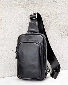Bolsa Transversal Masculina de Couro Legítimo All Black