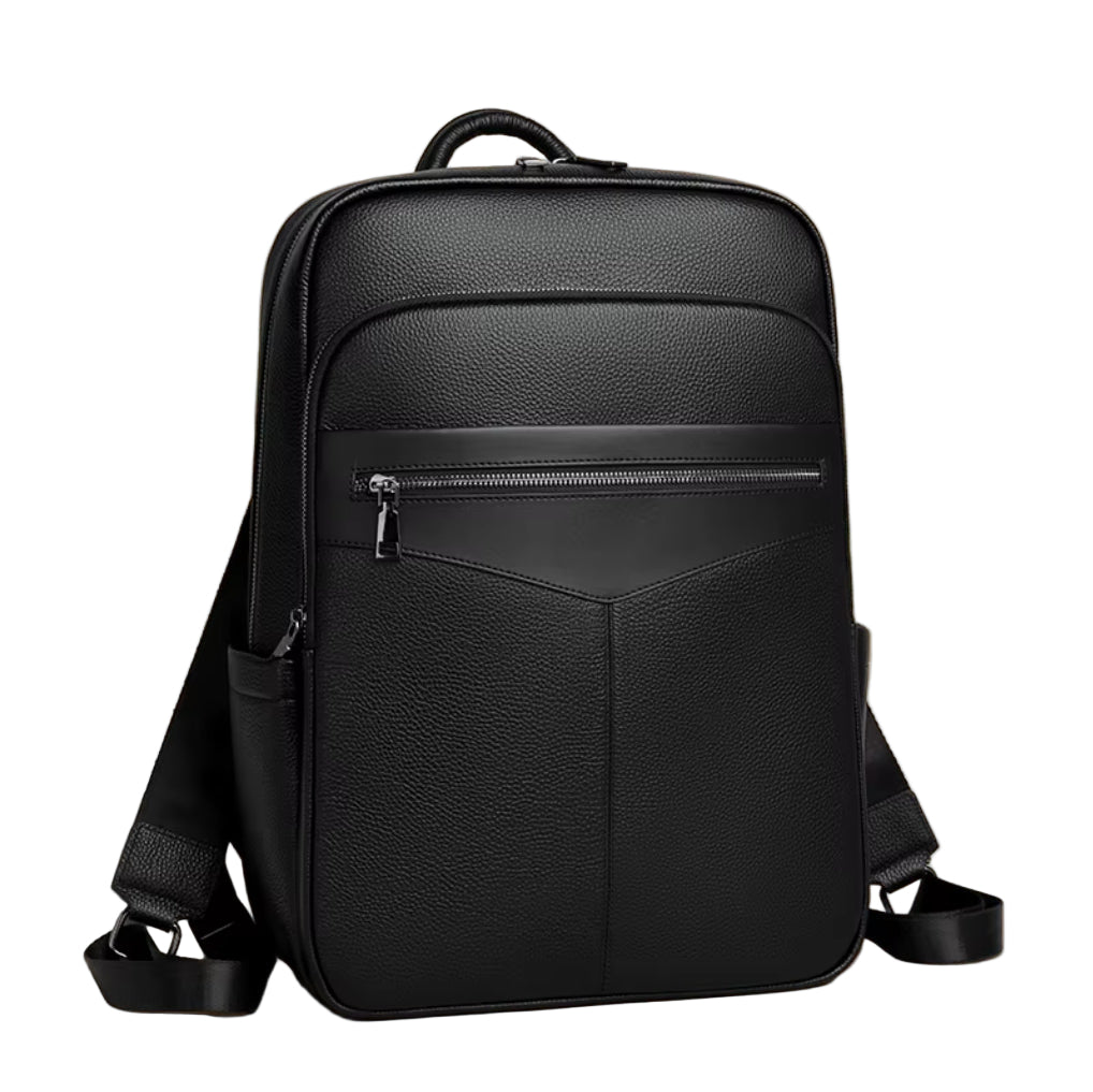 Mochila Masculina Executiva de Couro Legítimo – Modelo Premium All Black