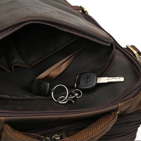 Mochila de Couro Executiva Expansível de Viagem