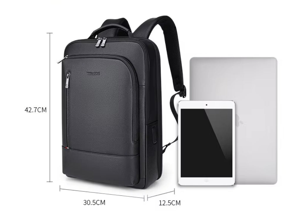 Mochila Masculina de Couro Genuíno William Polo – Modelo Executivo com Tecnologia USB