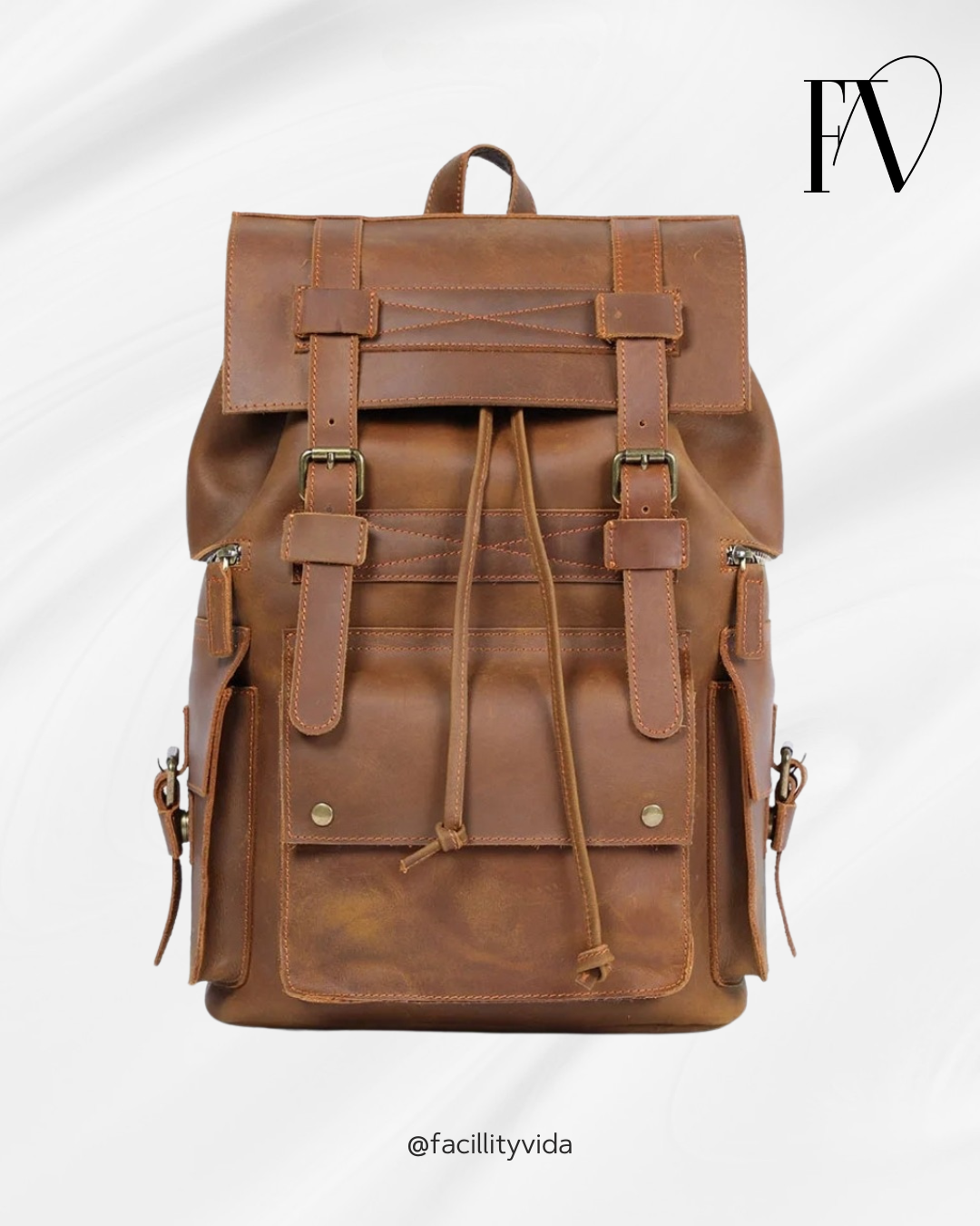 Mochila Masculina Vintage de Couro Genuíno para Laptop – Modelo Prime Herança