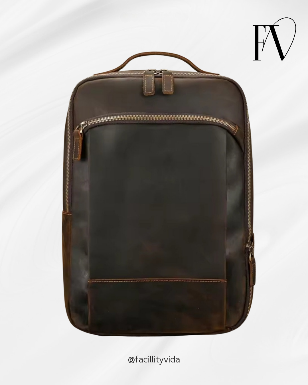 Mochila Masculina de Couro Legítimo para Notebook 15 polegadas – Modelo Clássico Slim FACILITYVIDA