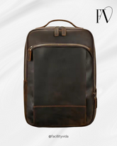 Mochila Masculina de Couro Legítimo para Notebook 15 polegadas – Modelo Clássico Slim FACILITYVIDA