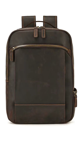 Mochila Masculina de Couro Legítimo para Notebook 15 Polegadas – Modelo Clássico Slim FACILITYVIDA