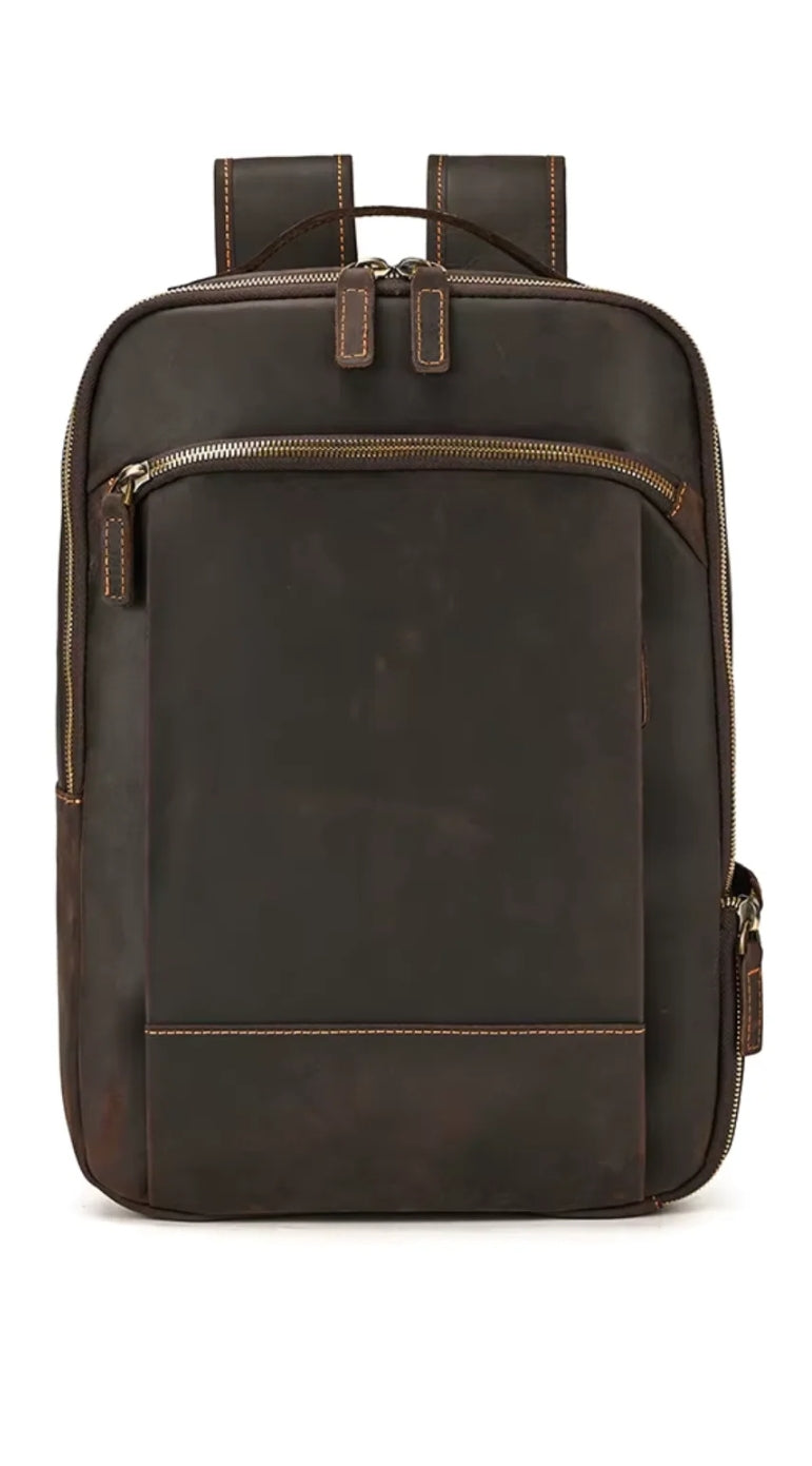 Mochila Masculina de Couro Legítimo para Notebook 15 Polegadas – Modelo Clássico Slim FACILITYVIDA
