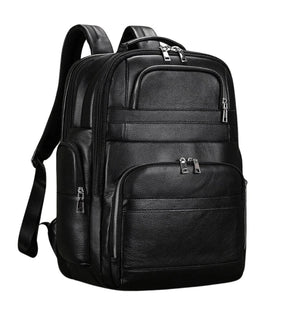 Mochila Masculina de Couro Genuíno All Black – Linha Prime