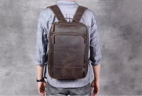 Mochila Masculina de Couro Legítimo para Notebook 15 polegadas – Modelo Clássico Slim FACILITYVIDA