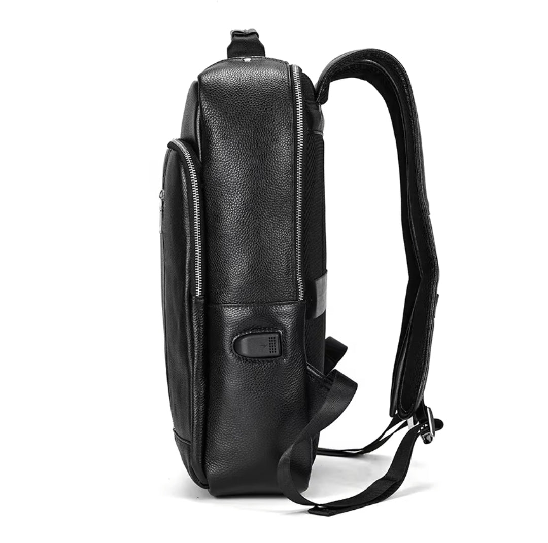 Mochila de Couro Executiva para Notebook com Tecnologia Usb