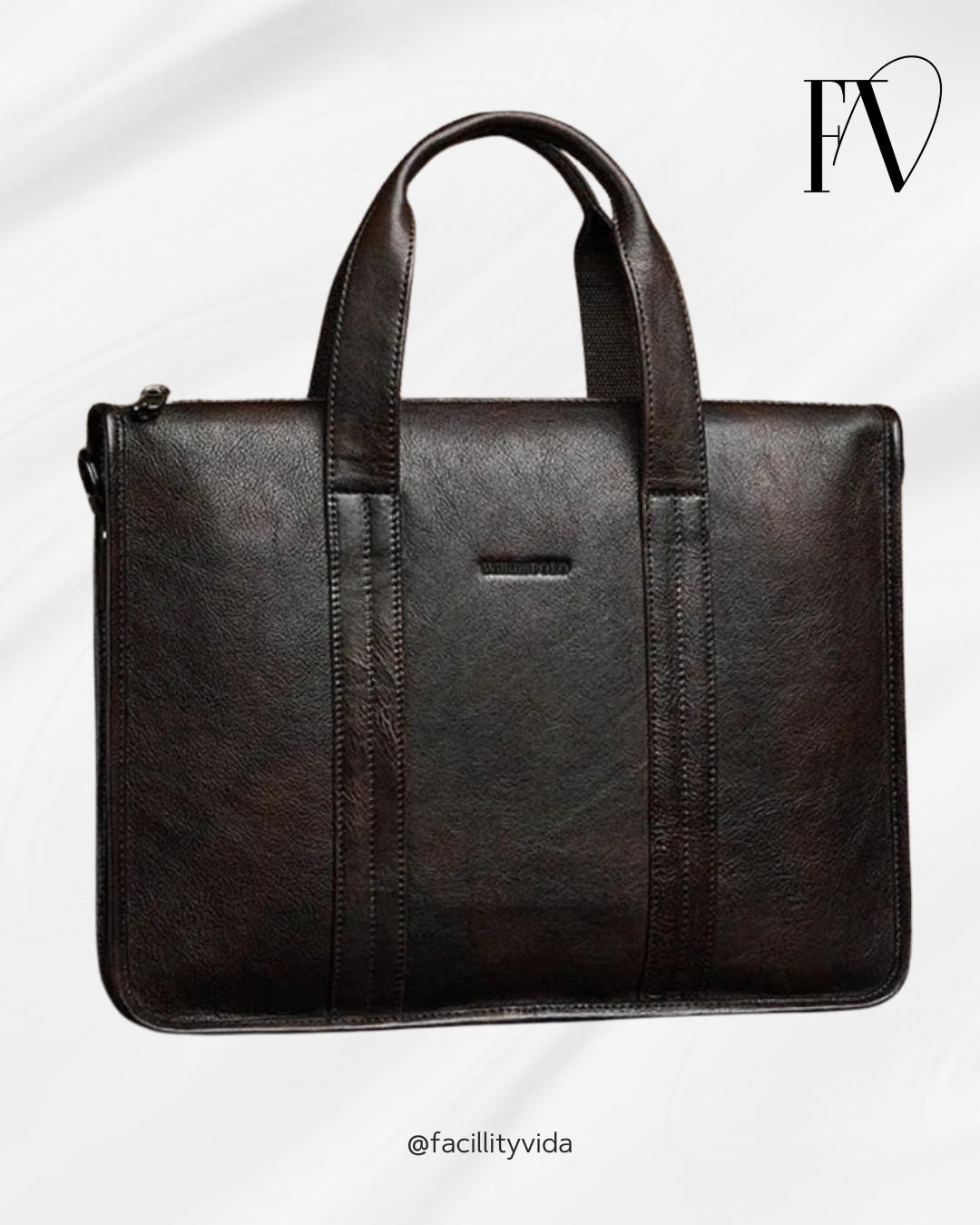 Bolsa de Mão em Couro William Polo com Alças para Ombros - Modelo Unissex Pasta Executiva