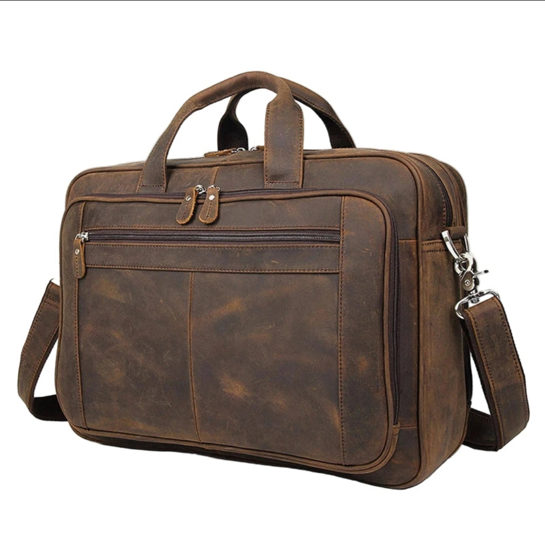 Pasta Masculina de Couro Genuíno 17 polegadas para notebook!