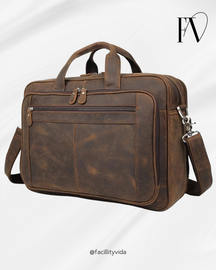 Pasta Masculina de Couro Genuíno 17 polegadas para notebook!