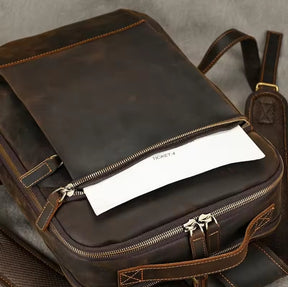 Mochila Masculina de Couro Legítimo para Notebook 15 polegadas – Modelo Clássico Slim FACILITYVIDA