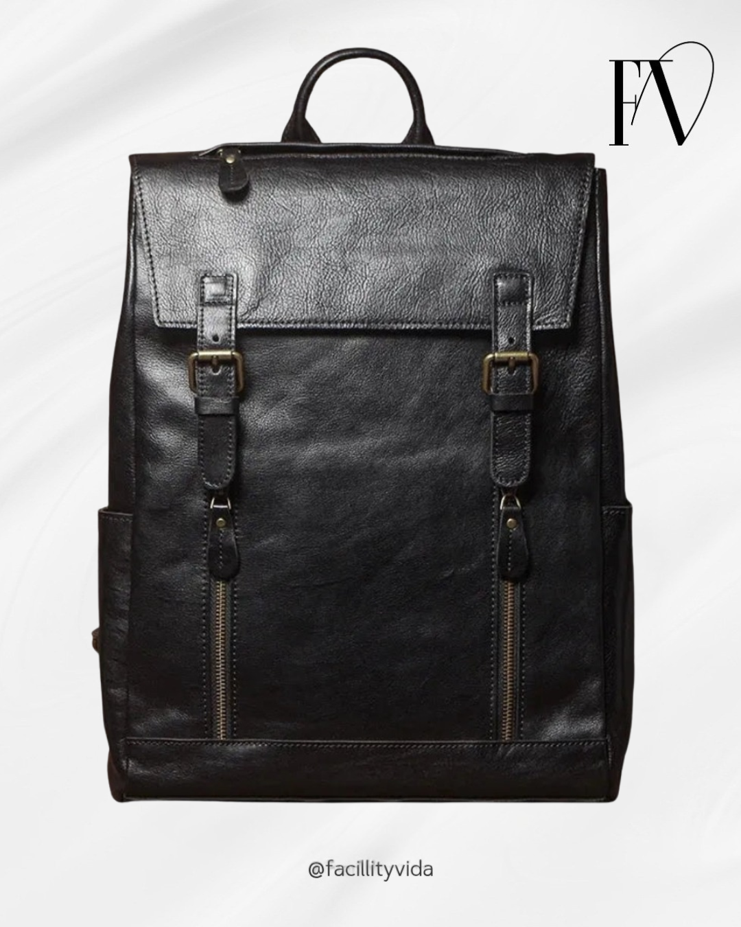 Mochila de Couro Legítimo Linha Prime Retro Allblack