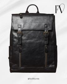 Mochila de Couro Legítimo Linha Prime Retro Allblack