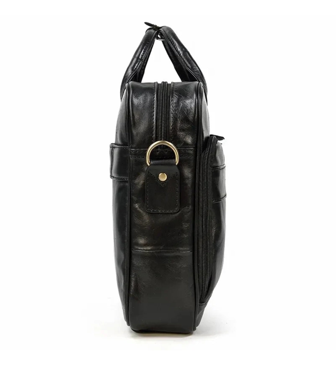 Maleta Masculina de Couro Legítimo All Black – Modelo Prime