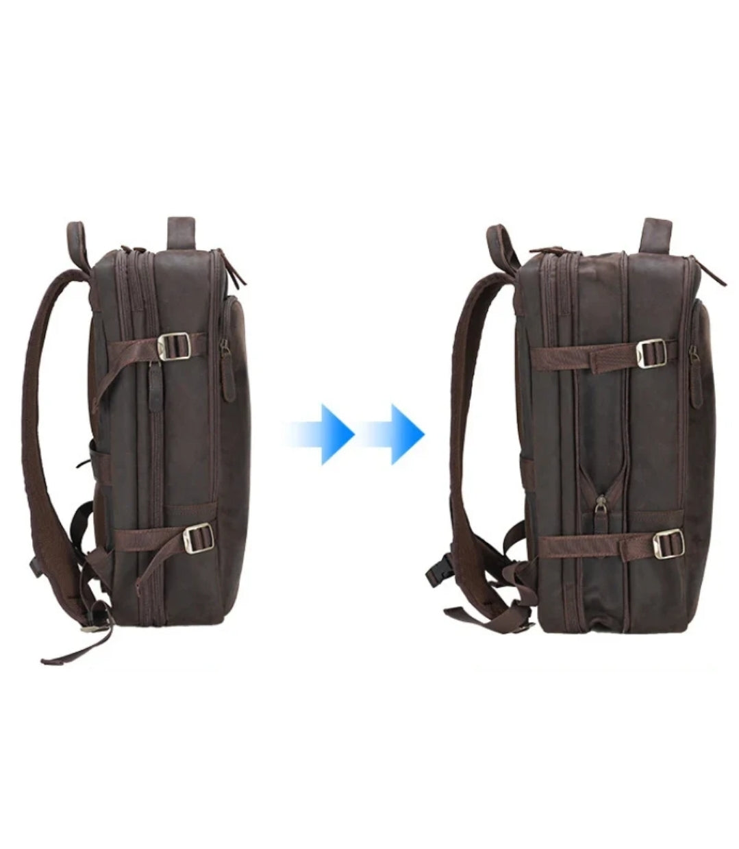 Mochila de Couro Executiva Expansível de Viagem