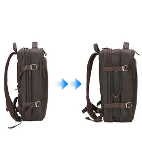 Mochila de Couro Executiva Expansível de Viagem