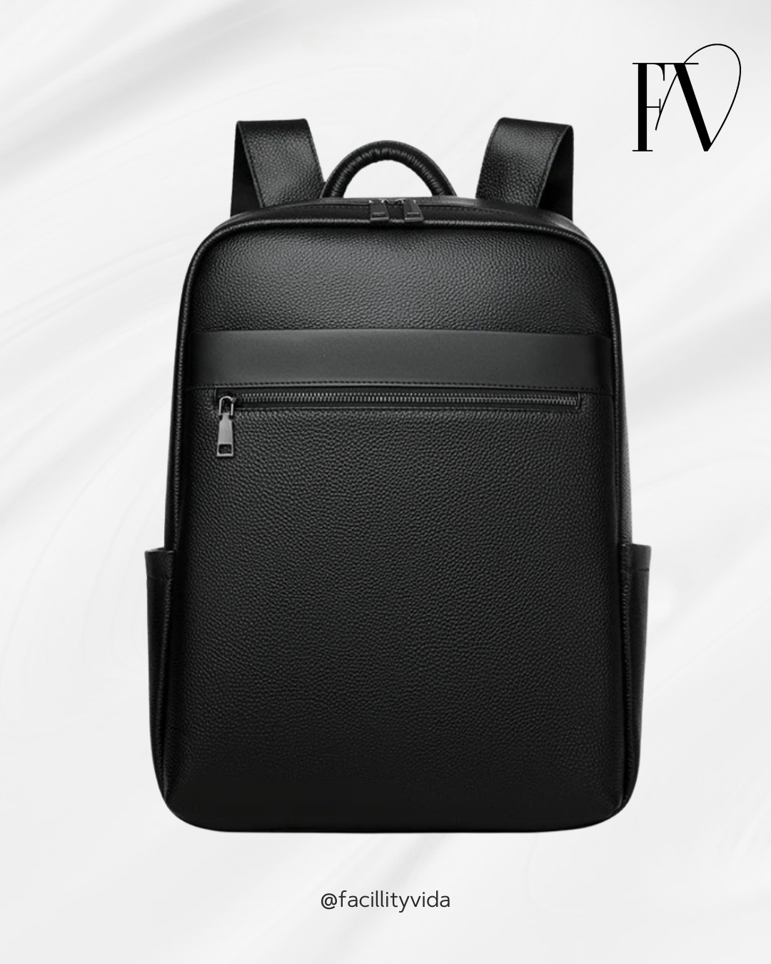 Mochila Masculina Executiva de Couro Legítimo – Modelo Premium All Black