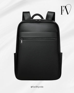 Mochila Masculina Executiva de Couro Legítimo – Modelo Premium All Black