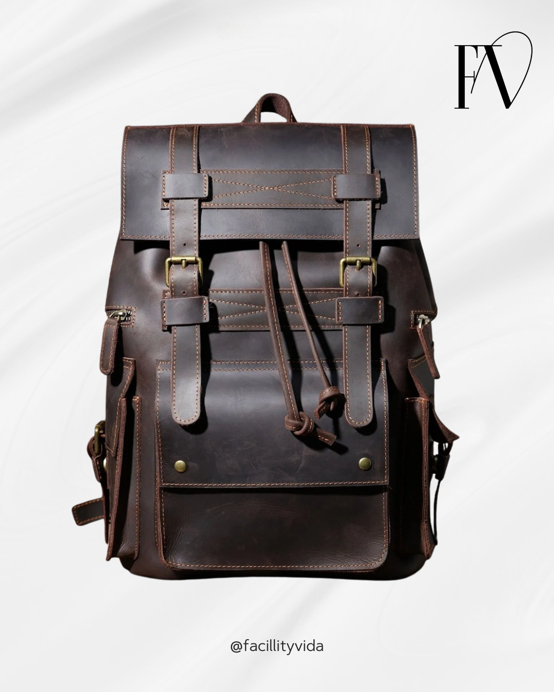 Mochila Masculina Vintage de Couro Genuíno para Laptop – Modelo Prime Herança