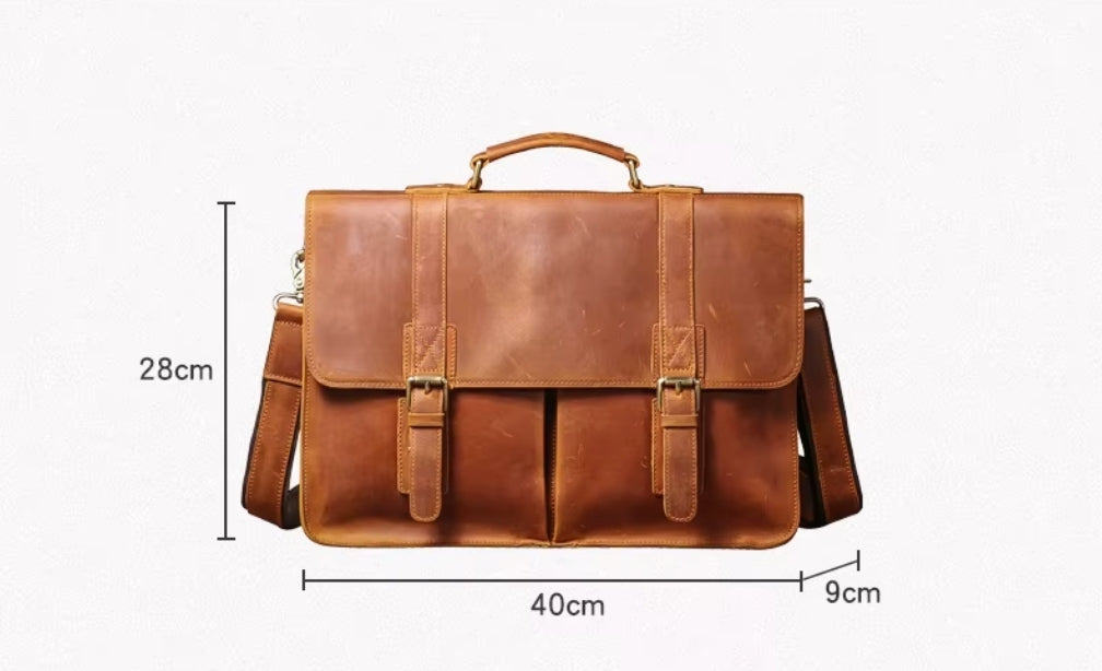 Pasta Masculina de Couro Vintage Para Notebook