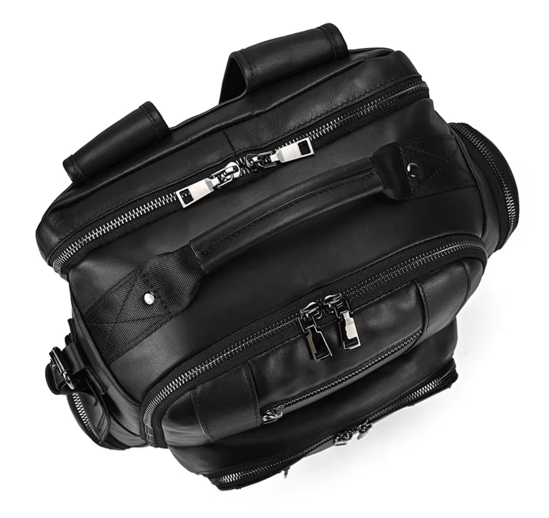 Mochila Masculina de Couro Legítimo para Notebook – Modelo Prime