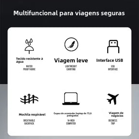 Mochila de Couro Legítimo Impermeável para Notebook