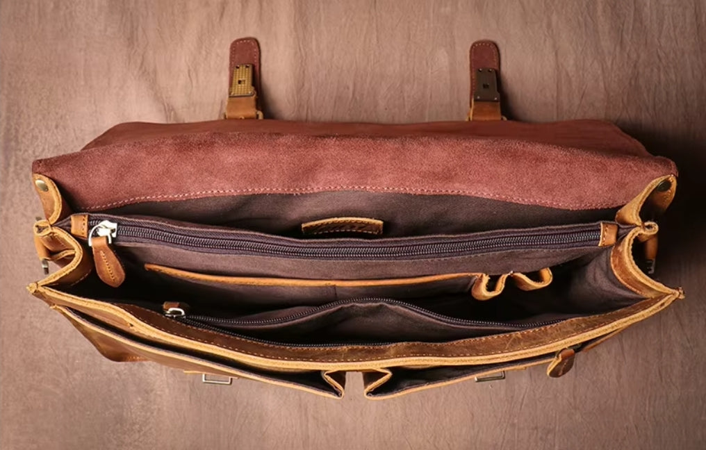 Pasta Masculina de Couro Vintage Para Notebook