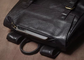 Mochila de Couro Legítimo Linha Prime Retro Allblack