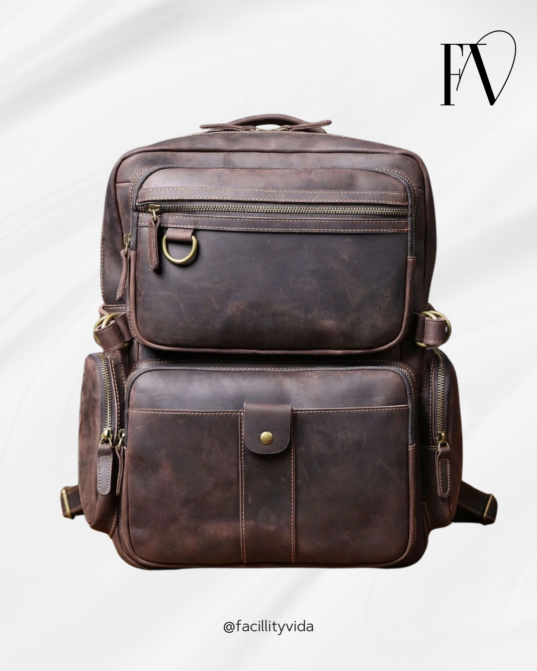 Mochila Masculina de Couro Original para Laptop – Modelo Prestige