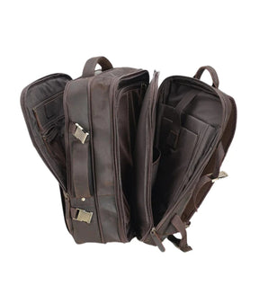 Mochila de Couro Executiva Expansível de Viagem