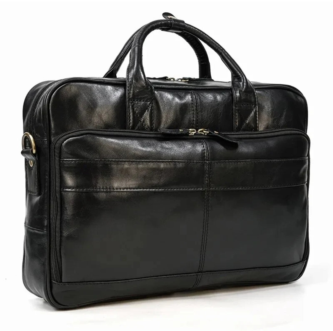 Maleta Masculina de Couro Legítimo All Black – Modelo Prime