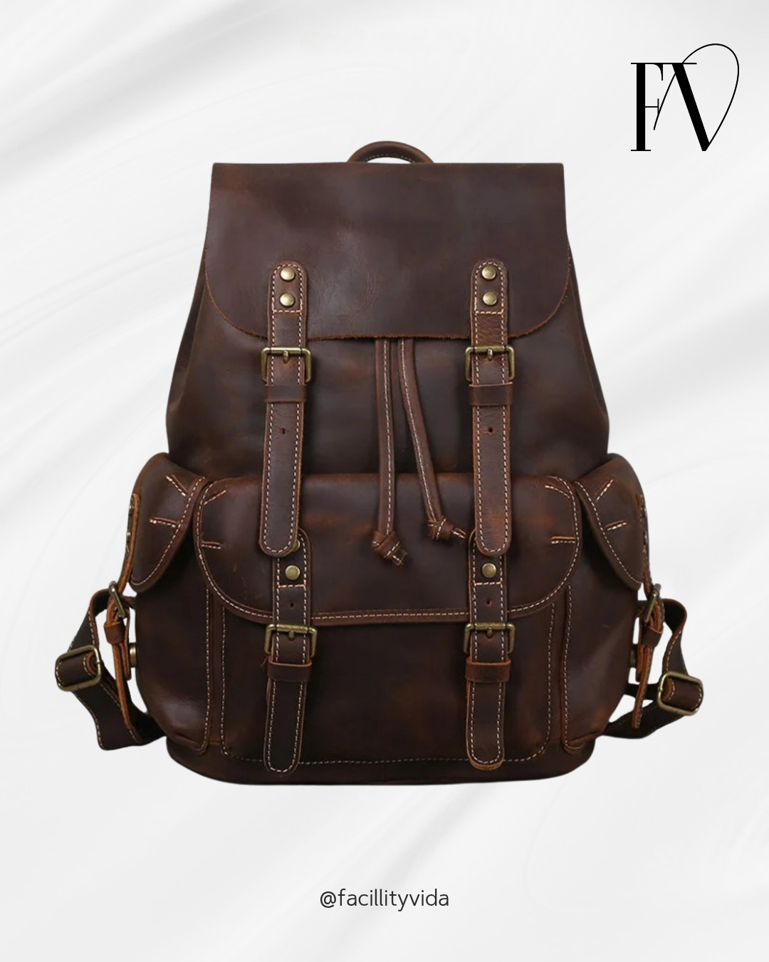 Mochila de Couro Genuíno Retro Horse Prime