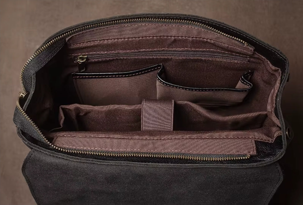 Mochila de Couro Legítimo Linha Prime Retro Allblack