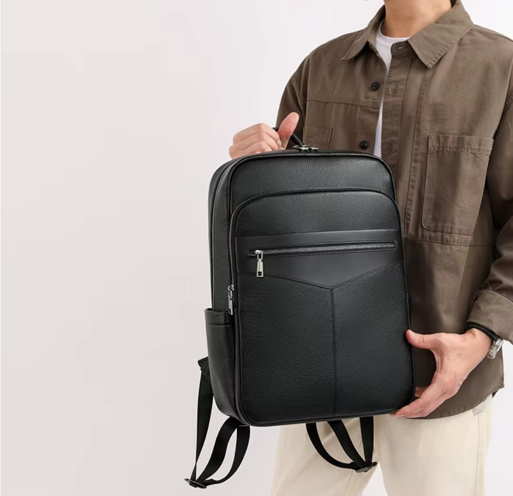 Mochila Masculina Executiva de Couro Legítimo – Modelo Premium All Black