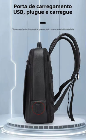Mochila de Couro Legítimo Impermeável para Notebook