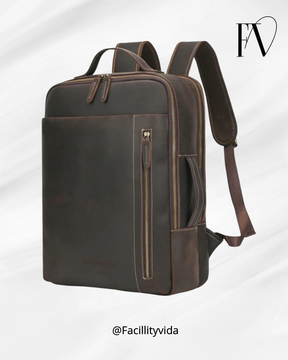 Mochila em Couro Legítimo de Viagem - Modelo Executivo